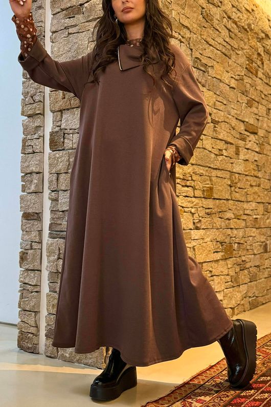 Sola Smart Tech Zip Cowl Dress Chocolate